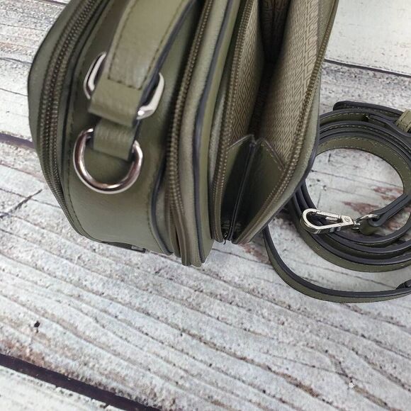 K. Carroll Accessories Olive Green Vegan Leather Crossbody Bag – Multi-Compartme - Picture 2 of 9